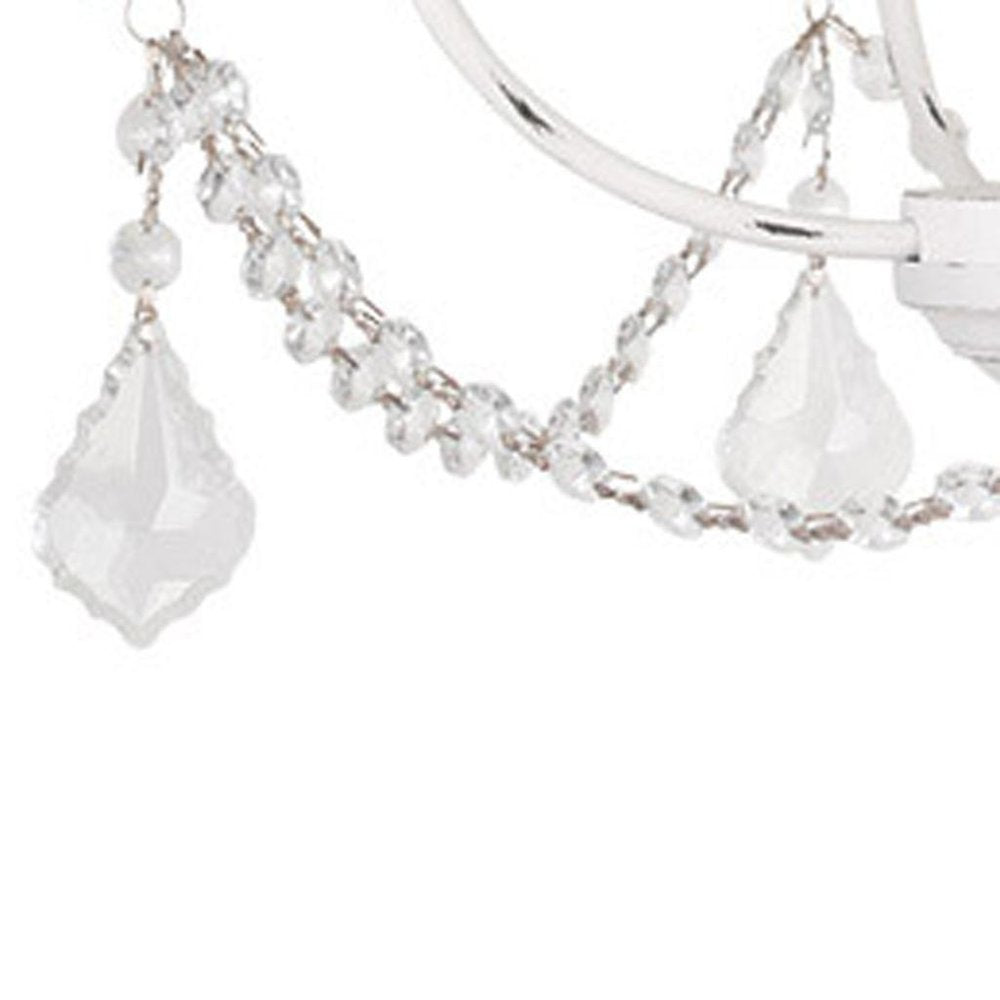 Antiqued White Four Light Metal Dimmable Chandelier With Shades HomeRoots