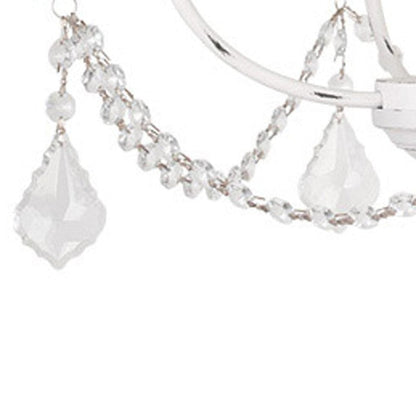 Antiqued White Four Light Metal Dimmable Chandelier With Shades HomeRoots