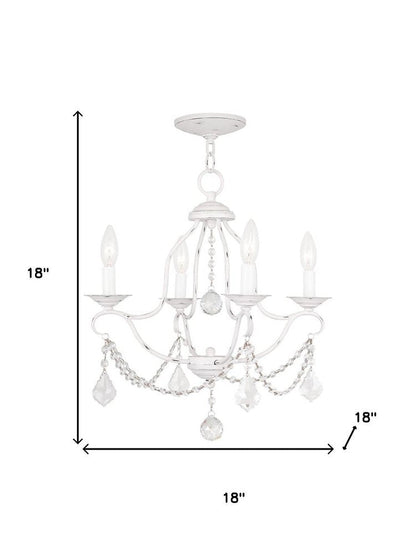 Antiqued White Four Light Metal Dimmable Chandelier With Shades HomeRoots