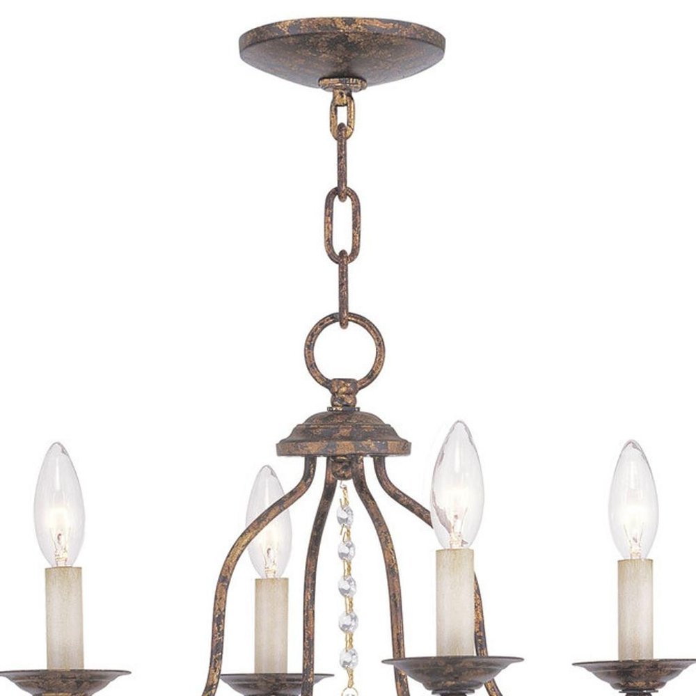 Bronze Four Light Metal Dimmable Chandelier With Shades HomeRoots