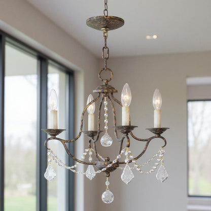 Bronze Four Light Metal Dimmable Chandelier With Shades HomeRoots