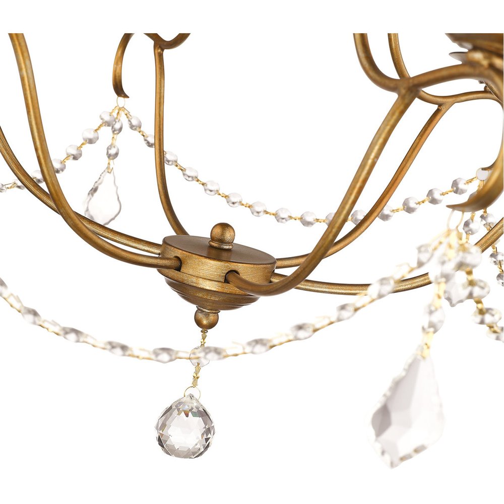 Antiqued Gold Six Light Metal Dimmable Chandelier With Shades HomeRoots