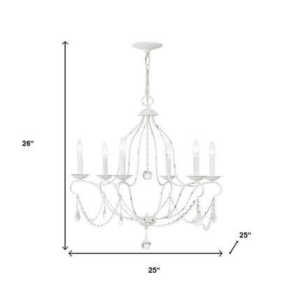 Antiqued White Six Light Metal Dimmable Chandelier With Shades HomeRoots