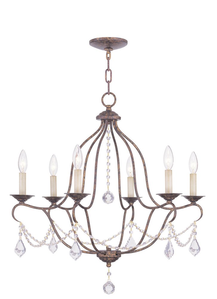 Bronze Six Light Metal Dimmable Chandelier With Shades HomeRoots