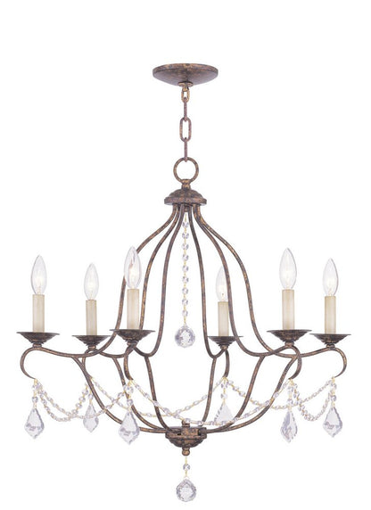 Bronze Six Light Metal Dimmable Chandelier With Shades HomeRoots