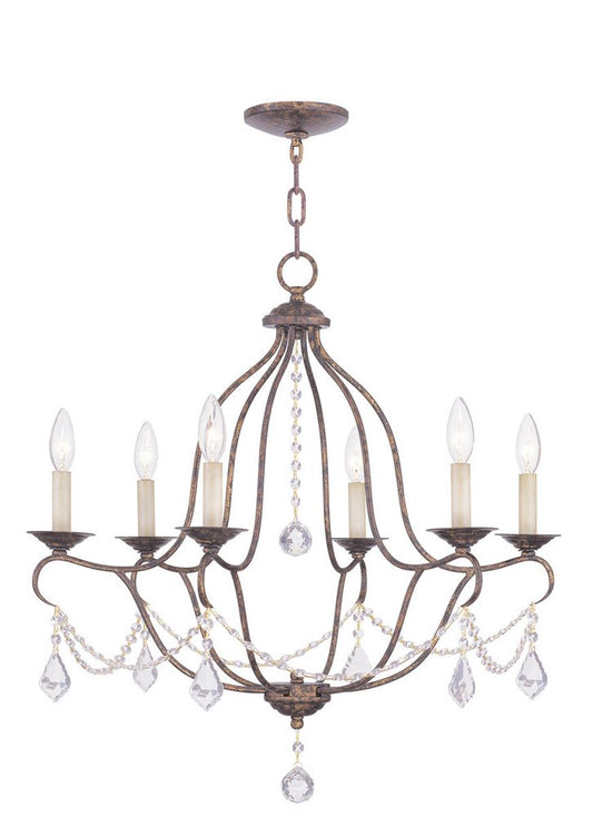 Bronze Six Light Metal Dimmable Chandelier With Shades HomeRoots