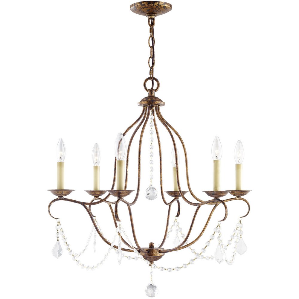 Bronze Six Light Metal Dimmable Chandelier With Shades HomeRoots