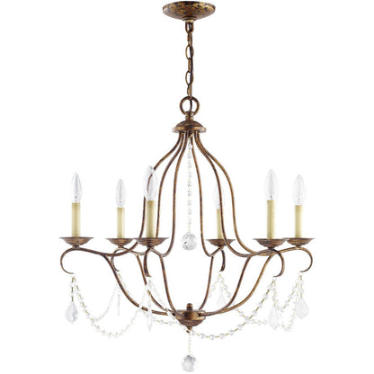 Bronze Six Light Metal Dimmable Chandelier With Shades HomeRoots