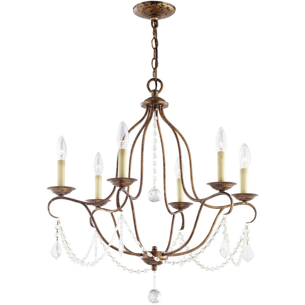 Bronze Six Light Metal Dimmable Chandelier With Shades HomeRoots