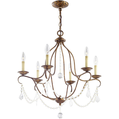 Bronze Six Light Metal Dimmable Chandelier With Shades HomeRoots