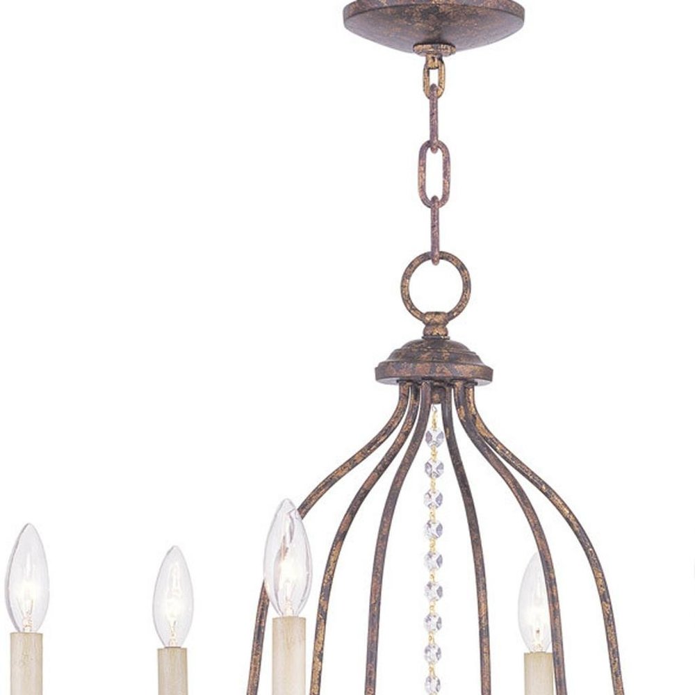 Bronze Six Light Metal Dimmable Chandelier With Shades HomeRoots