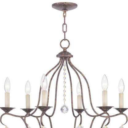 Bronze Six Light Metal Dimmable Chandelier With Shades HomeRoots