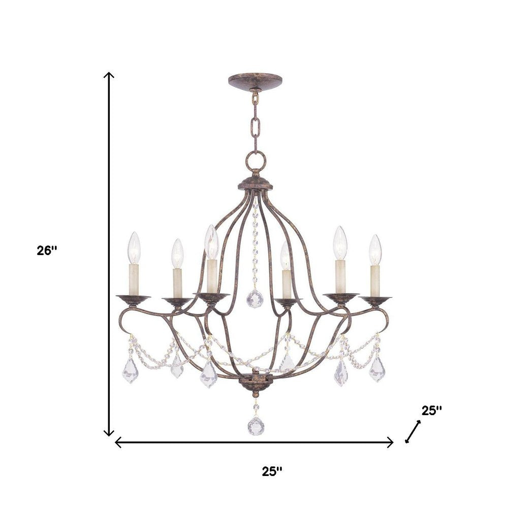 Bronze Six Light Metal Dimmable Chandelier With Shades HomeRoots