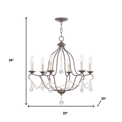 Bronze Six Light Metal Dimmable Chandelier With Shades HomeRoots