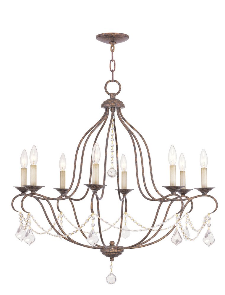 Bronze Eight Light Metal Dimmable Chandelier With Shades HomeRoots