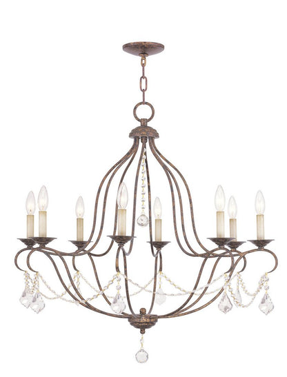 Bronze Eight Light Metal Dimmable Chandelier With Shades HomeRoots