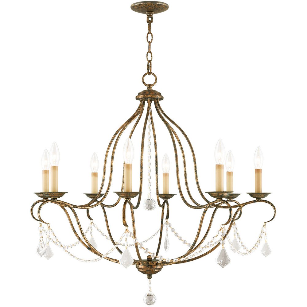Bronze Eight Light Metal Dimmable Chandelier With Shades HomeRoots