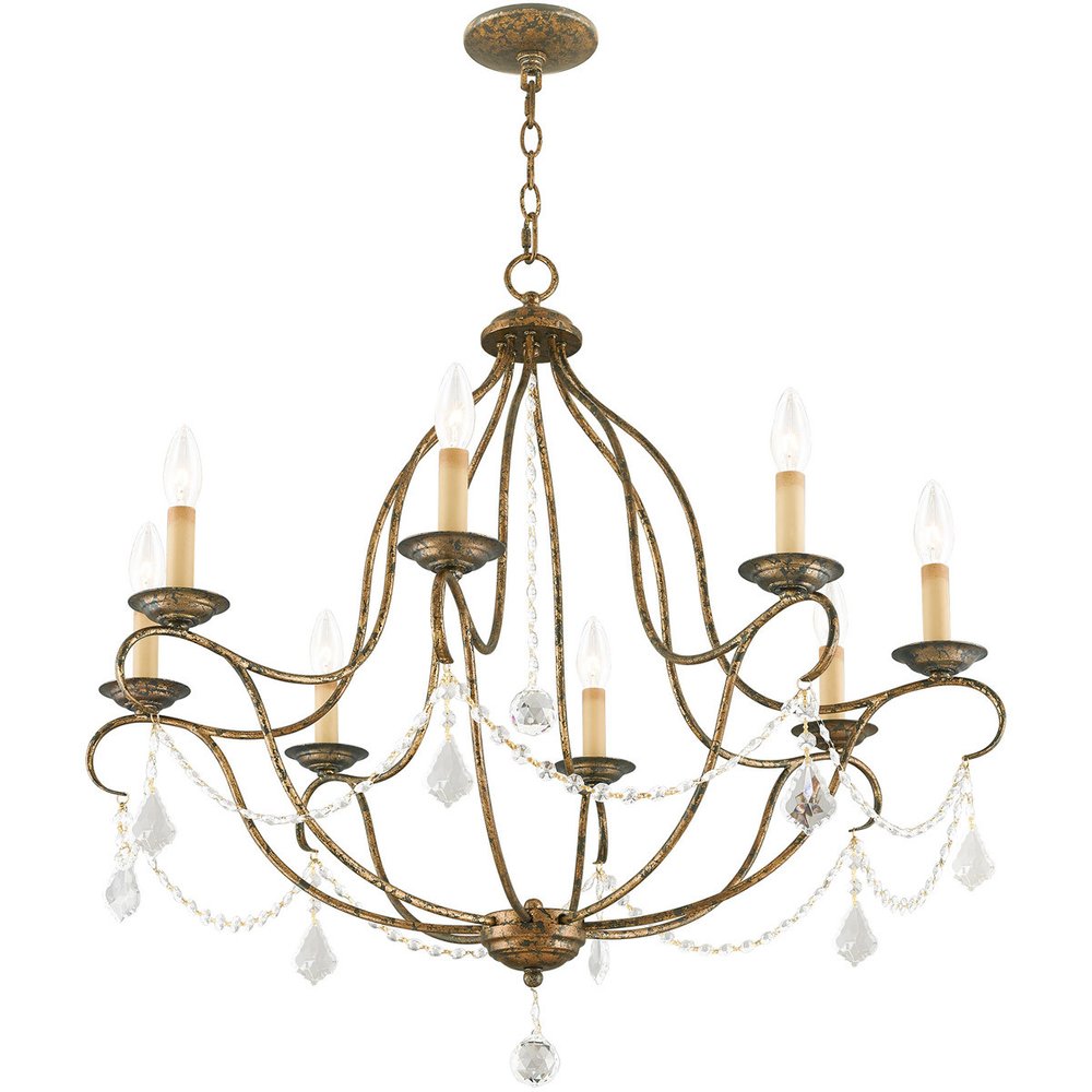 Bronze Eight Light Metal Dimmable Chandelier With Shades HomeRoots