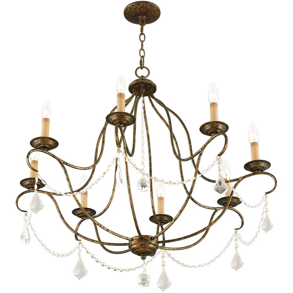 Bronze Eight Light Metal Dimmable Chandelier With Shades HomeRoots