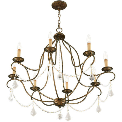 Bronze Eight Light Metal Dimmable Chandelier With Shades HomeRoots