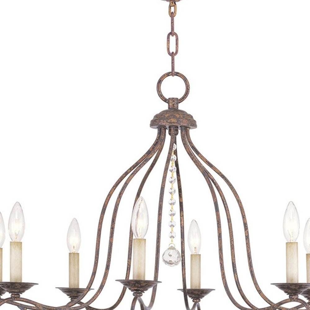Bronze Eight Light Metal Dimmable Chandelier With Shades HomeRoots
