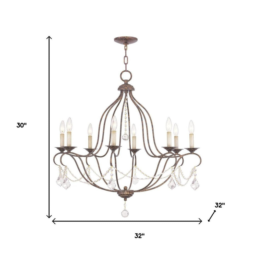 Bronze Eight Light Metal Dimmable Chandelier With Shades HomeRoots