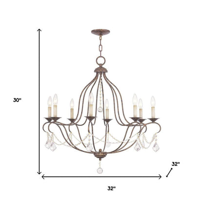 Bronze Eight Light Metal Dimmable Chandelier With Shades HomeRoots