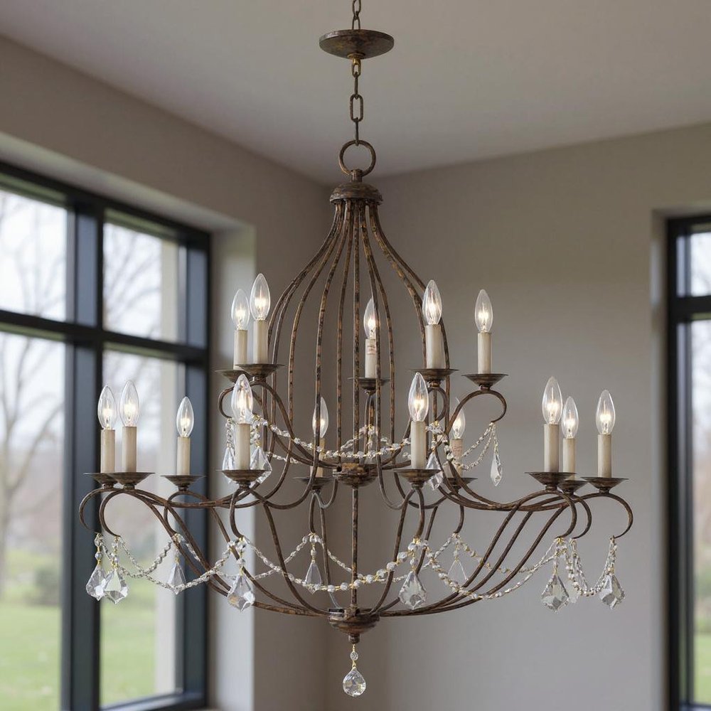 Bronze Multi Light Metal Dimmable Chandelier With Shades HomeRoots