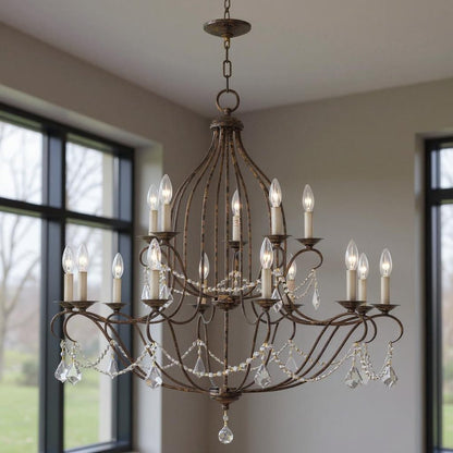 Bronze Multi Light Metal Dimmable Chandelier With Shades HomeRoots