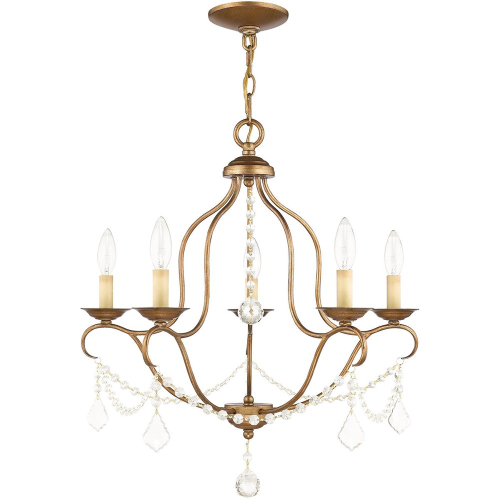 Five Light Dimmable Chandelier With Shades HomeRoots