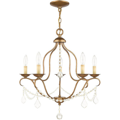 Five Light Dimmable Chandelier With Shades HomeRoots