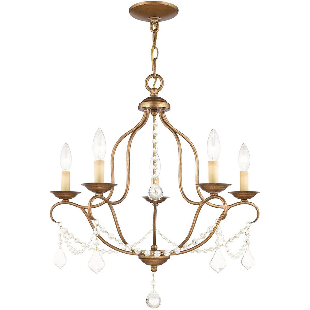 Five Light Dimmable Chandelier With Shades HomeRoots