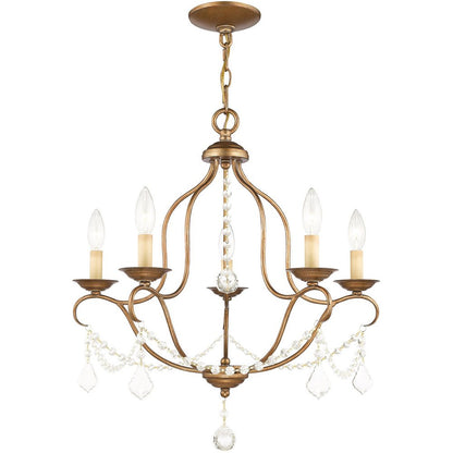 Five Light Dimmable Chandelier With Shades HomeRoots