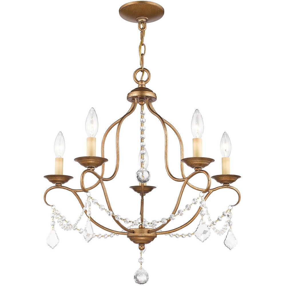Five Light Dimmable Chandelier With Shades HomeRoots