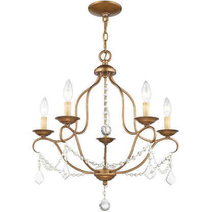 Five Light Dimmable Chandelier With Shades HomeRoots