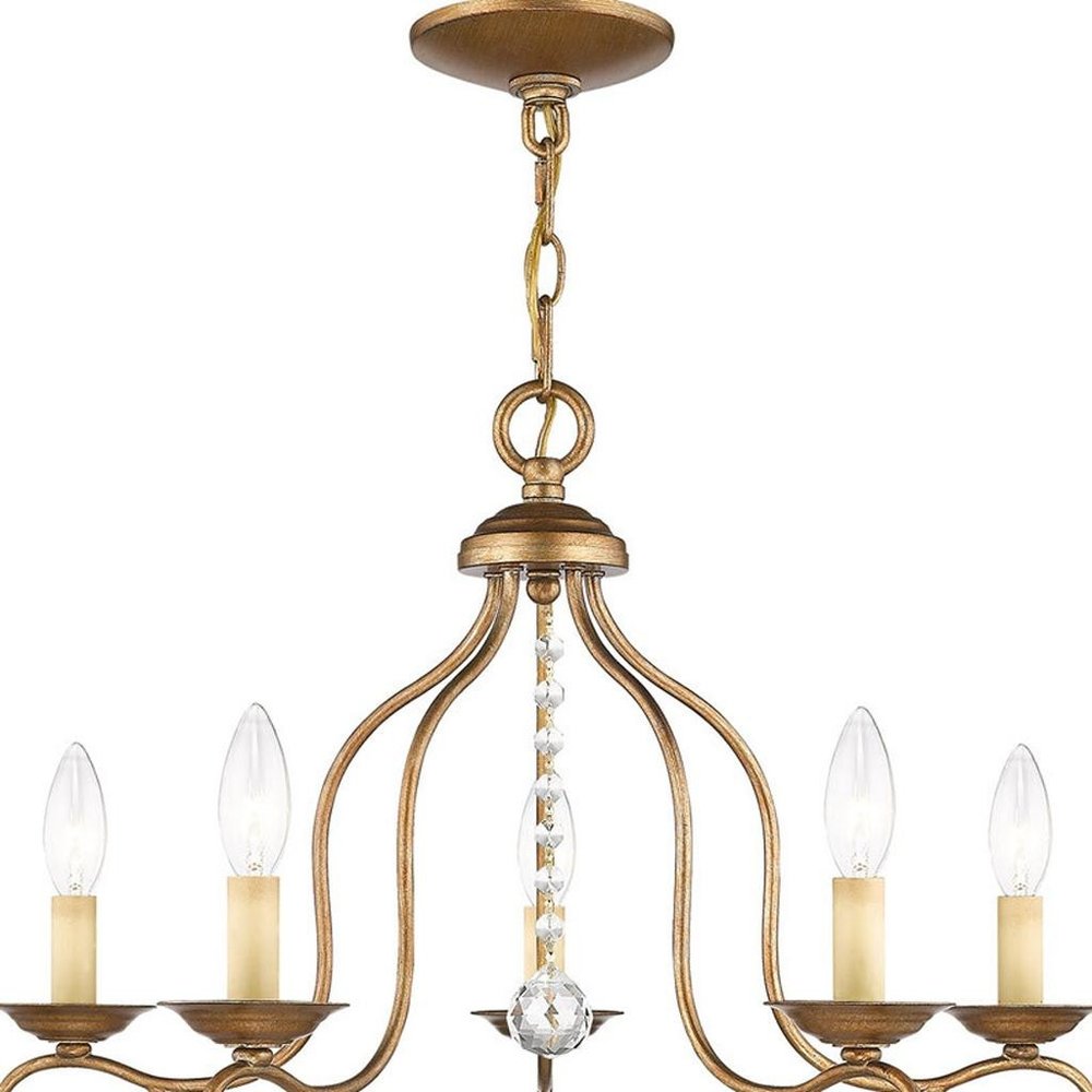 Five Light Dimmable Chandelier With Shades HomeRoots