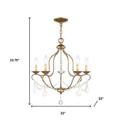 Five Light Dimmable Chandelier With Shades HomeRoots