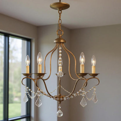 Five Light Dimmable Chandelier With Shades HomeRoots