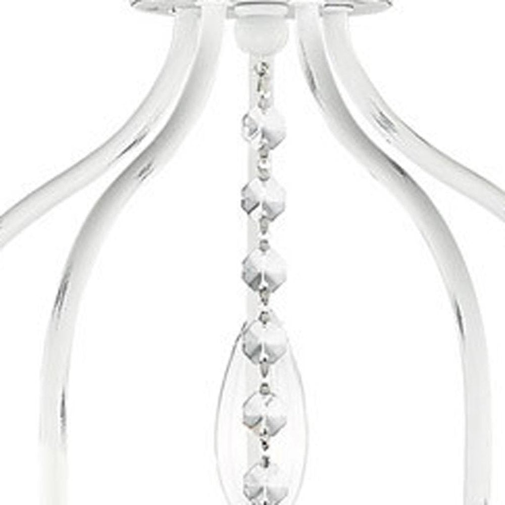 Antiqued White Five Light Metal Dimmable Chandelier With Shades HomeRoots