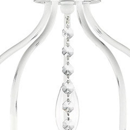 Antiqued White Five Light Metal Dimmable Chandelier With Shades HomeRoots