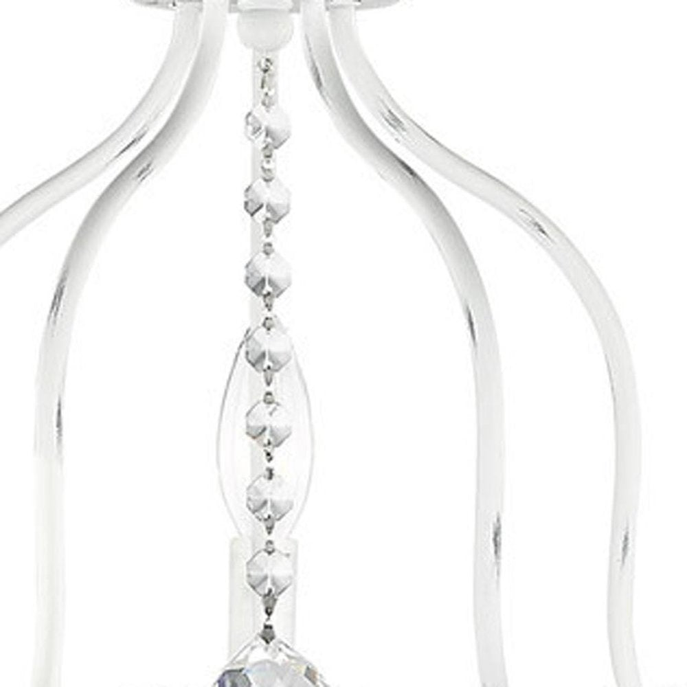 Antiqued White Five Light Metal Dimmable Chandelier With Shades HomeRoots