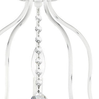 Antiqued White Five Light Metal Dimmable Chandelier With Shades HomeRoots