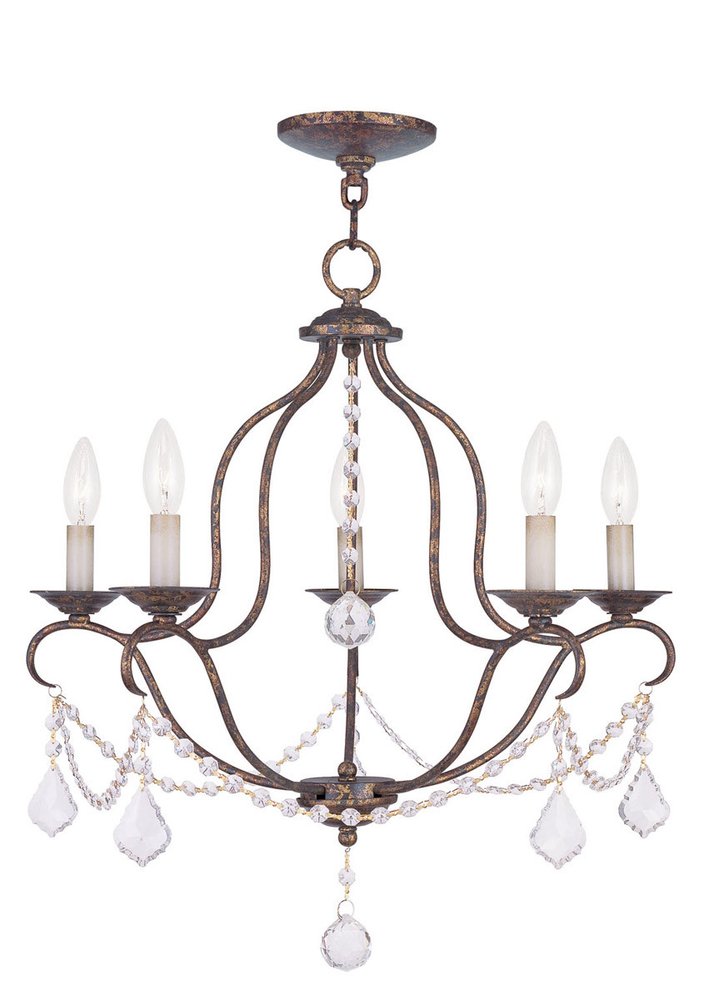 Bronze Five Light Metal Dimmable Chandelier With Shades HomeRoots