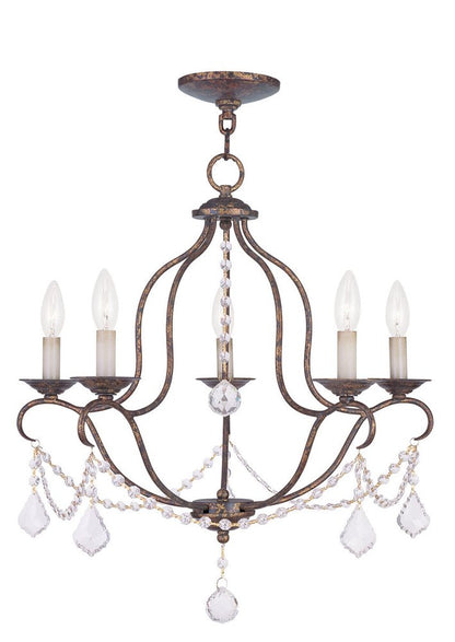 Bronze Five Light Metal Dimmable Chandelier With Shades HomeRoots