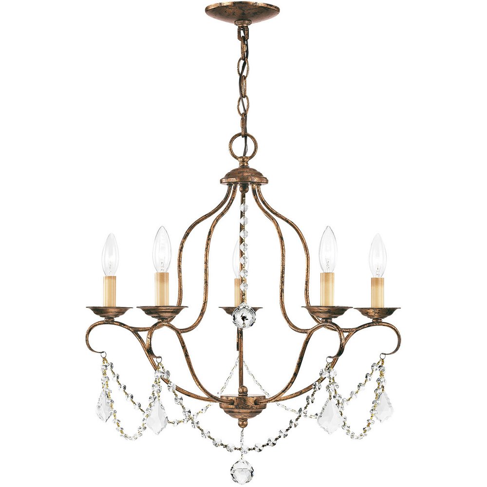 Bronze Five Light Metal Dimmable Chandelier With Shades HomeRoots