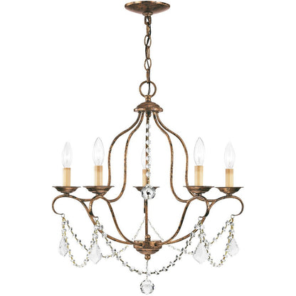 Bronze Five Light Metal Dimmable Chandelier With Shades HomeRoots