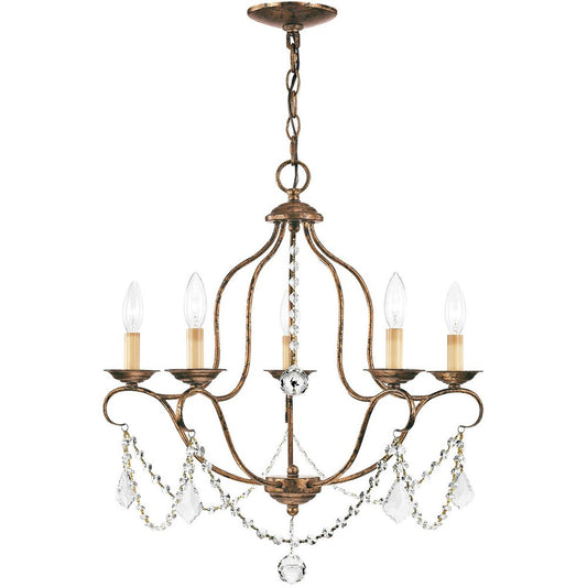 Bronze Five Light Metal Dimmable Chandelier With Shades HomeRoots