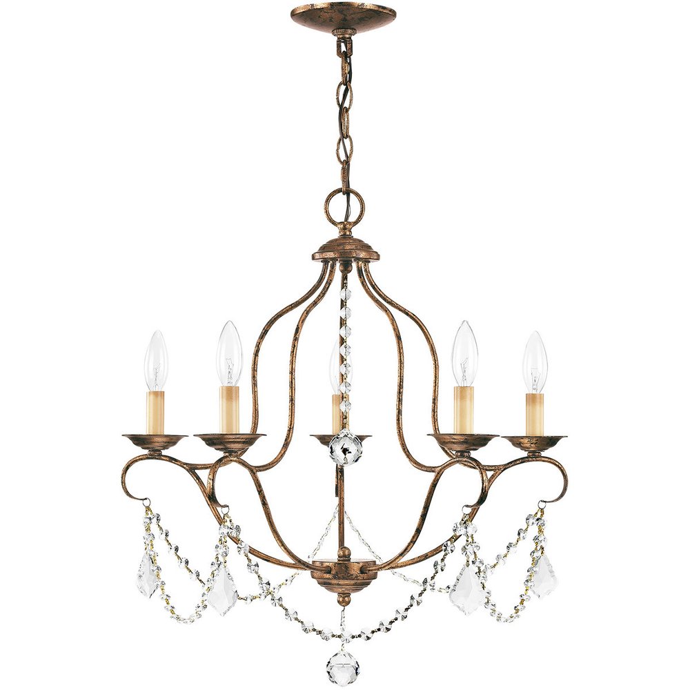 Bronze Five Light Metal Dimmable Chandelier With Shades HomeRoots