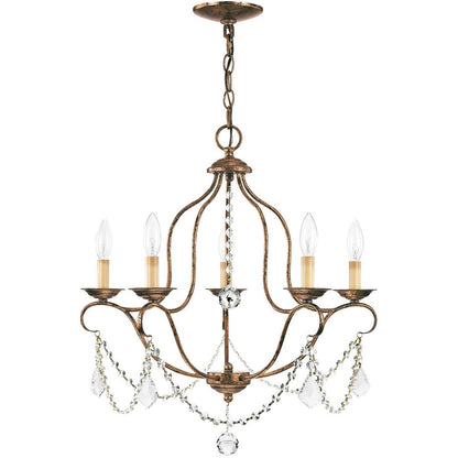 Bronze Five Light Metal Dimmable Chandelier With Shades HomeRoots