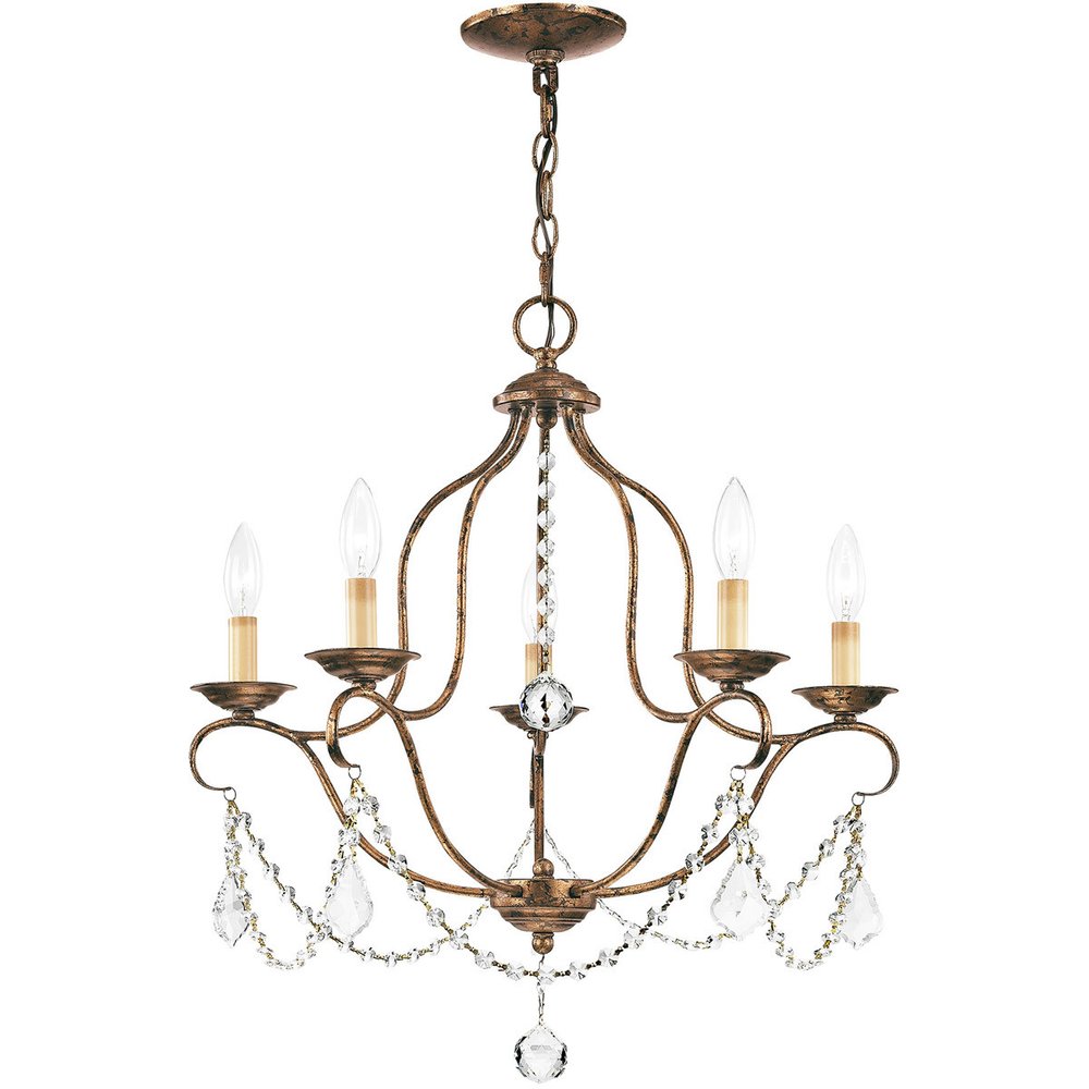 Bronze Five Light Metal Dimmable Chandelier With Shades HomeRoots